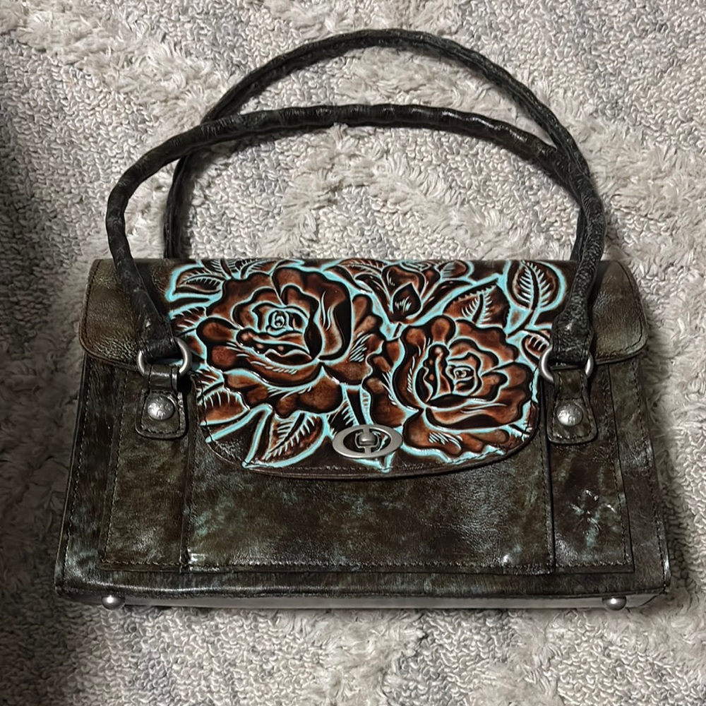 Floral Embossed Leather Handbag